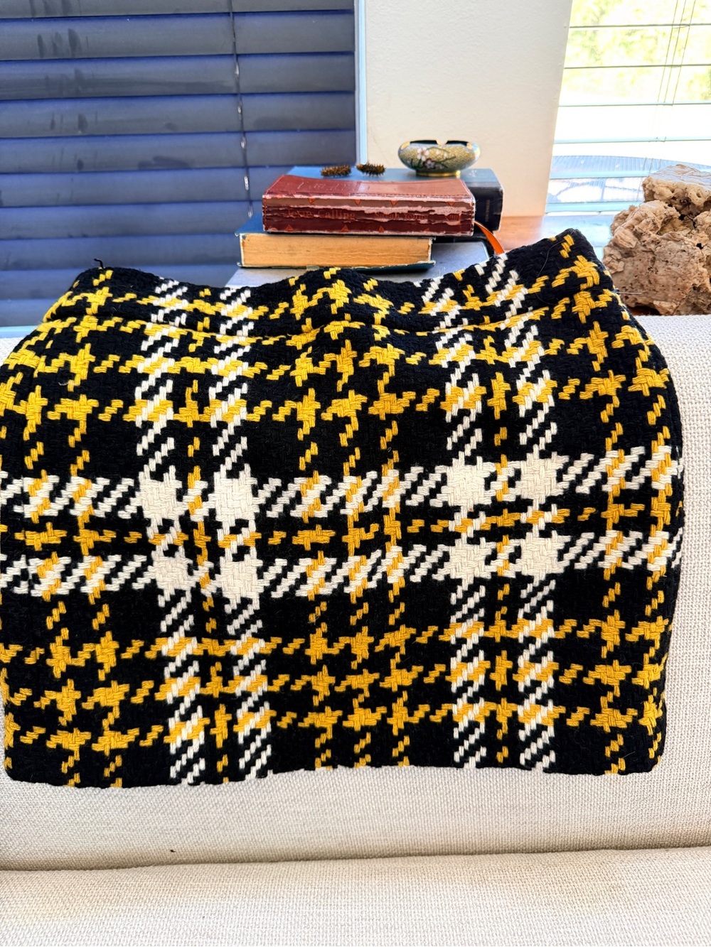 JCREW Women’s Houndstooth Knit Skirt in Black, Yellow & White